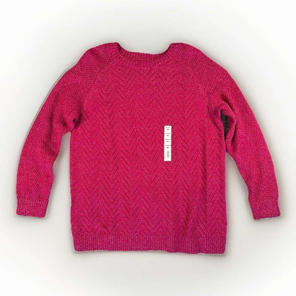 NWT Sonoma Cable Knit Pink Sweater Womens Plus Size XXL Crewneck Colorful NEW